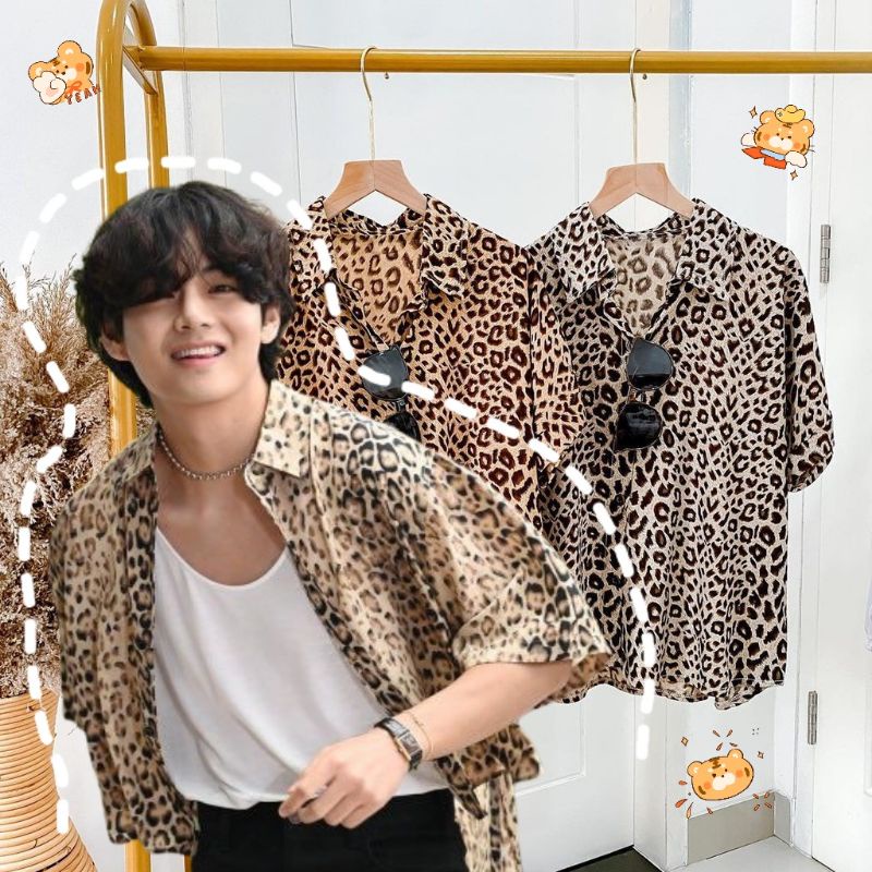 Kemeja Leopard Kim Taehyung Style [Free gift]