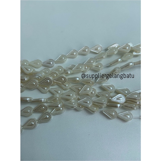 Mutiara Sintetis OVAL motif ALPUKAT WHITE PEARL TULANG manik aksesoris