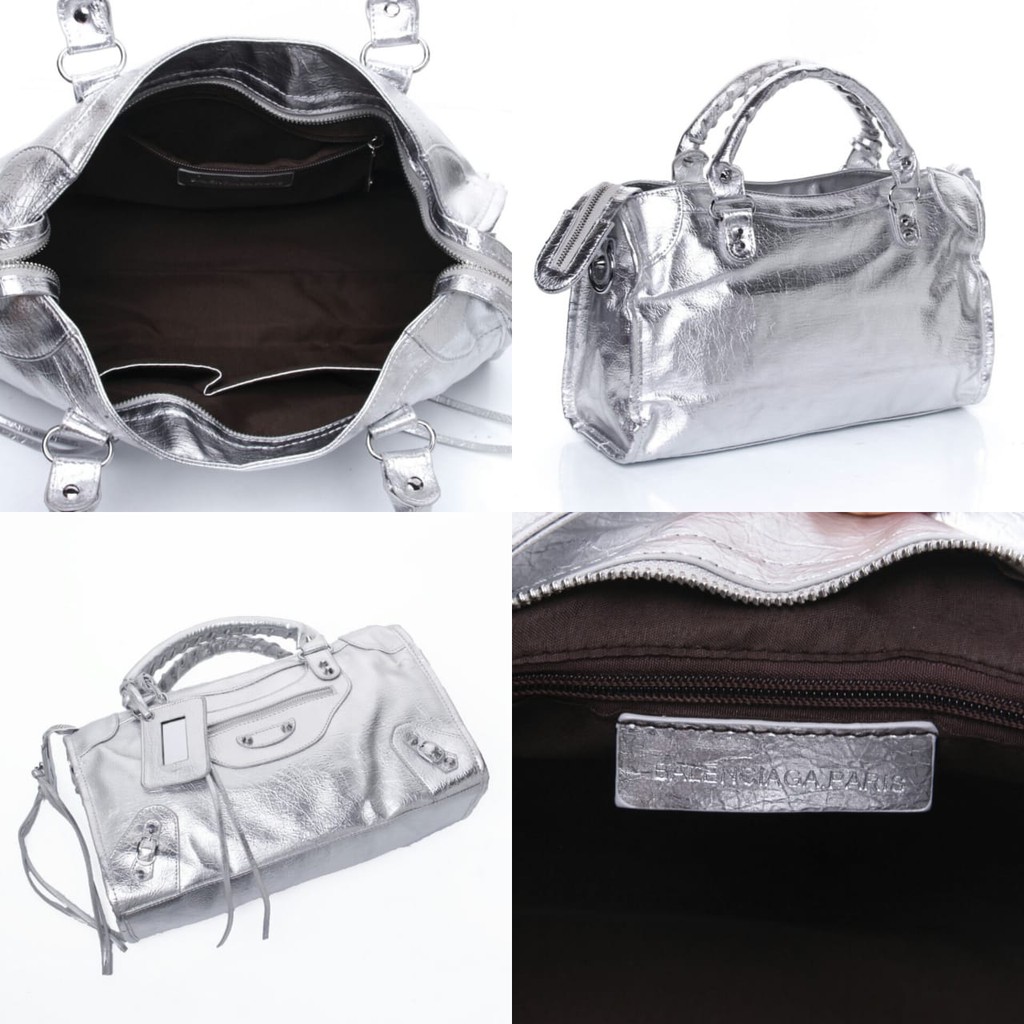 Grosir Tas Murah Tas Balenciaga City Classic Agedskin Large SILVER METALLIC Seprem 1079