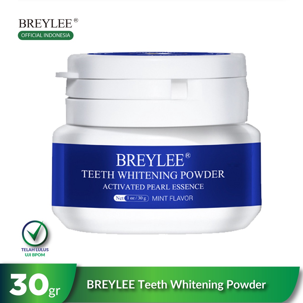 READY! BREYLEE WHITENING TEETH POWDER - PEMUTIH GIGI POWDER - PASTA GIGI PEMUTIH /Peach/Freezing Mint/Lime/Green Tea 30GR