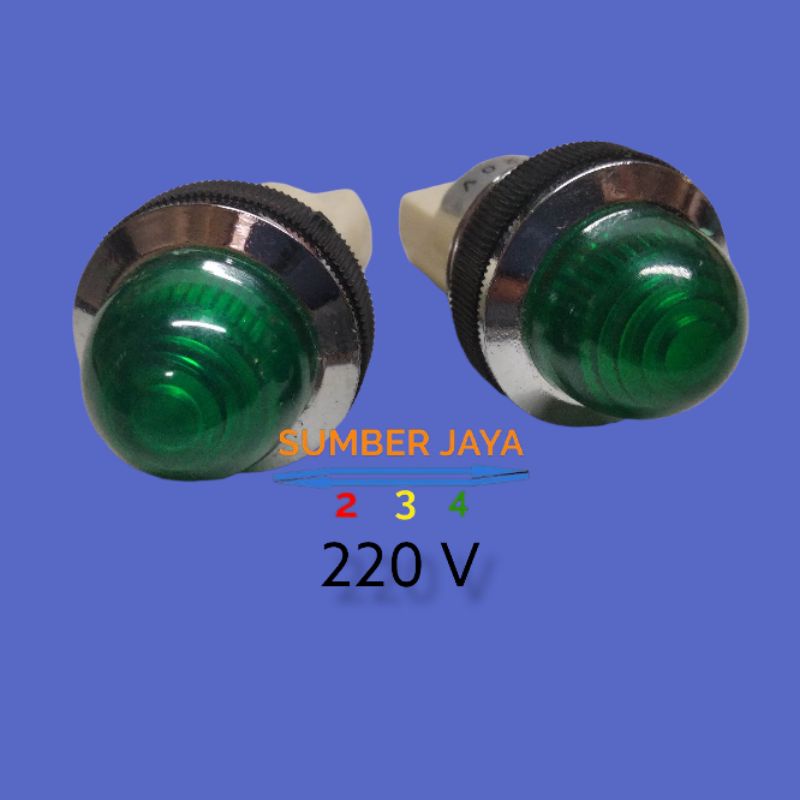 LAMPU PILOT 220V / BOHLAM PILOT 220V 25MM HIJAU TERMURAH