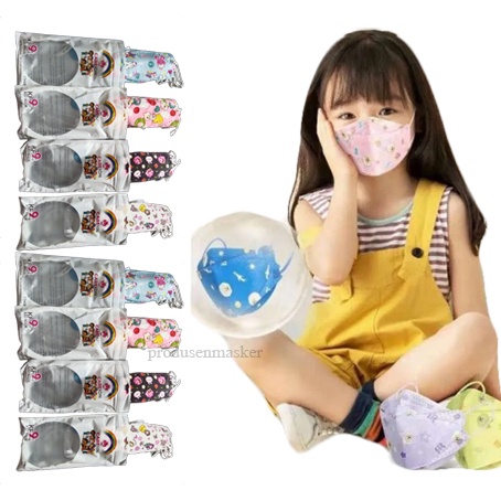 Masker Kf94 Anak Motif Earloop Disposable Face Mask Masker Kf94 Anak Cowok Cewek Isi 10 Pcs