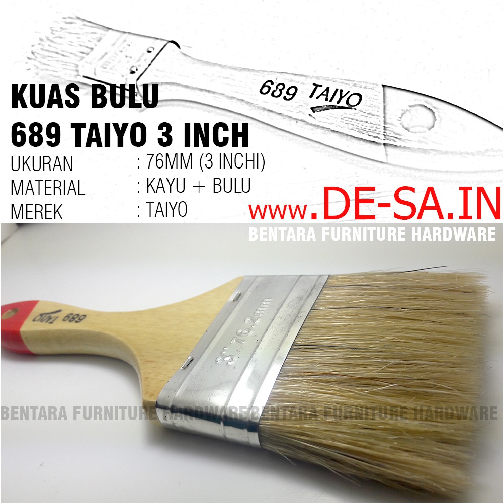 689 Taiyo Kuas Bulu 3 Inchi - Bristle Painting Brush