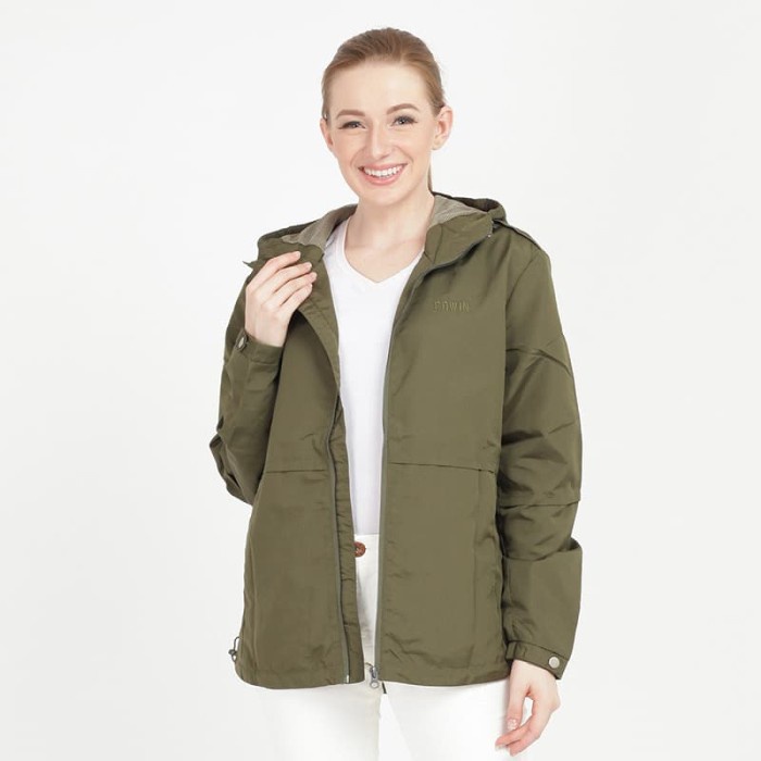 jaket wanita Edwin Jaket Parasut Unisex Darwin Olive Slim Fit - Hijau, XL kekinian korea hoodie paka