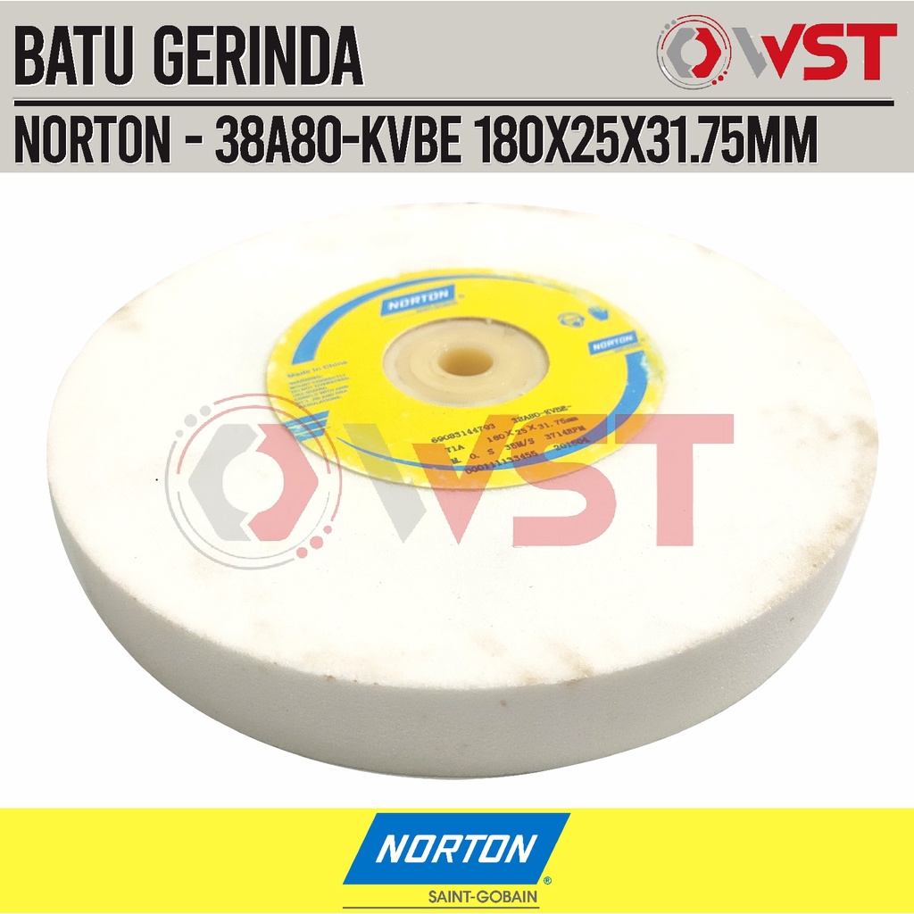 Norton Batu Gerinda Duduk 7Inch A80 / Batu Asah 180x25x31.75 Grit 80