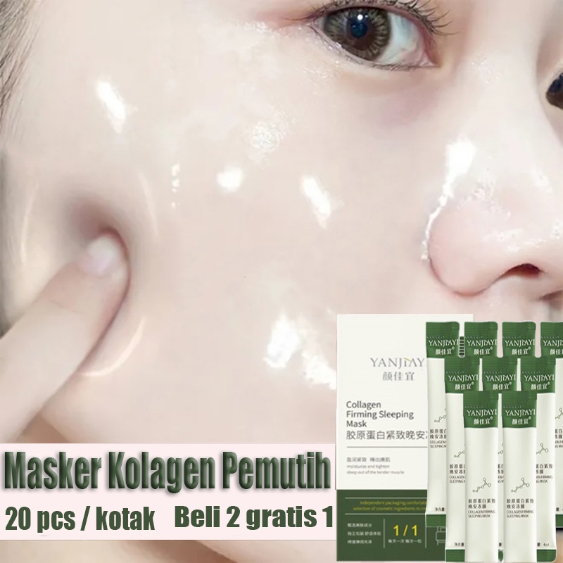 Masker Pemutih Masker Kolagen Sleeping Mask 20 Pcs/Kotak Pemutih Anti-Kerut Mengencangkan dan Mengecilkan Pori-Pori Mencerahkan Kulit Perawatan Kulit