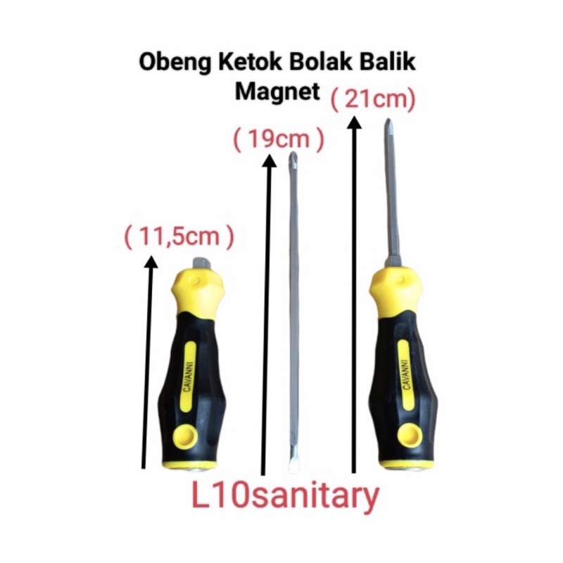 Obeng KETOK Bolak Balik / Obeng 2Way Plus Min +- KETOK Magnet Gagang Karet