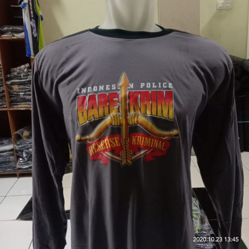 Kaos Bantalan Bareskrim abu polri |Kaos penembak Bareskrim abu panjang