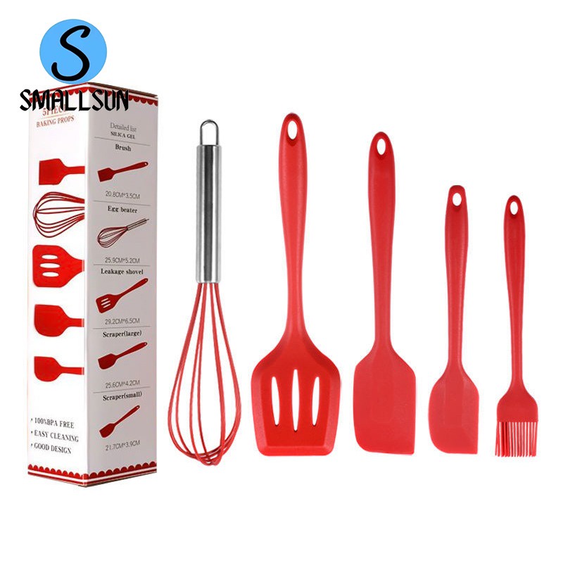 Spatula Set Alat Masak 5 In 1 Sutil Scrap Kocokan Silicone/Silikon