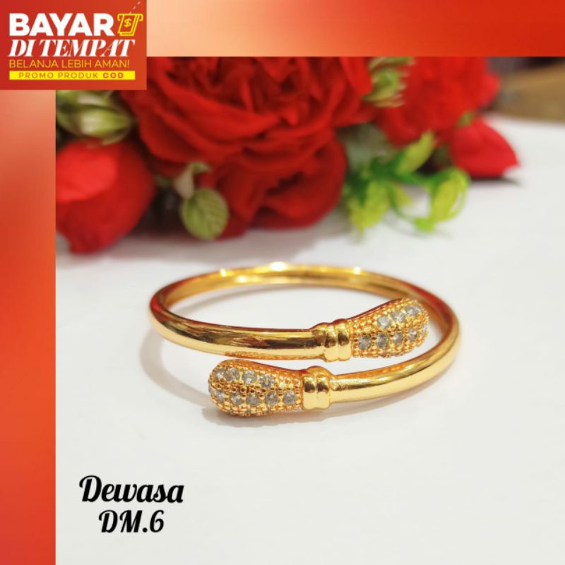 Gelang Dewasa Bangle cobra permata anti karat Gold &amp; silver (C0D)