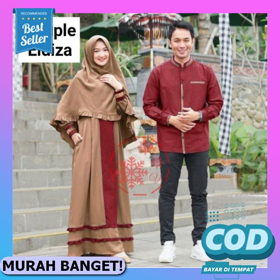 Couple Gamis Irwansyah Batik Brukat Kombinasi Model Terbaru 2022 Kapel Cople Jumbo Pasangan Muslim L