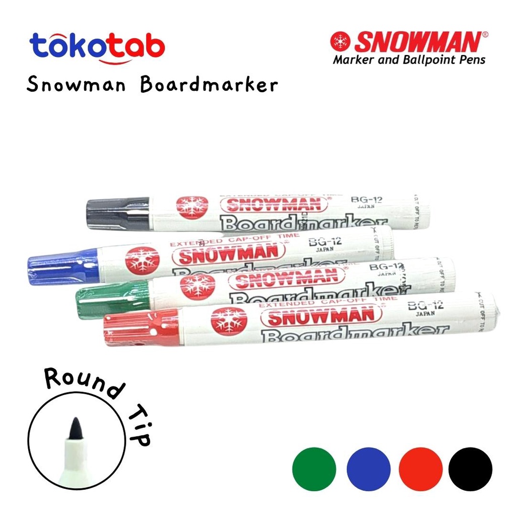 

Tokotab - Spidol Papan Boardmarker Whiteboard Marker SNOWMAN Non-Permanent BG-12