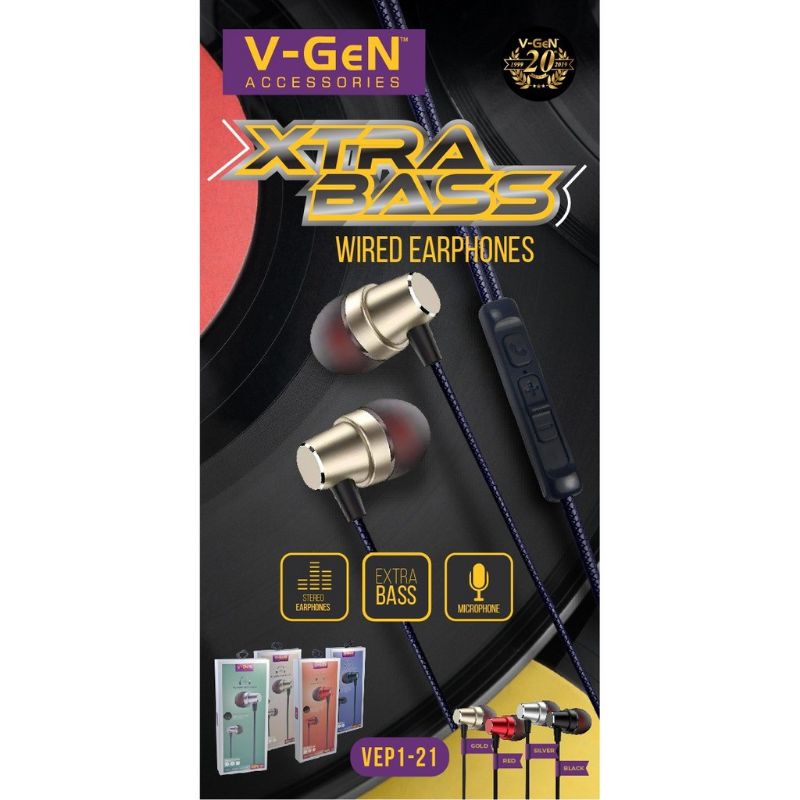 Handsfree V-GeN VEP1-21 Wired Earphone Headset Stereo Sound VGEN