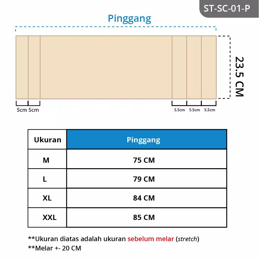 Korset Perut Perekat Velcro 3 Step perekat Peramping Perut Karet Kuat Scelta