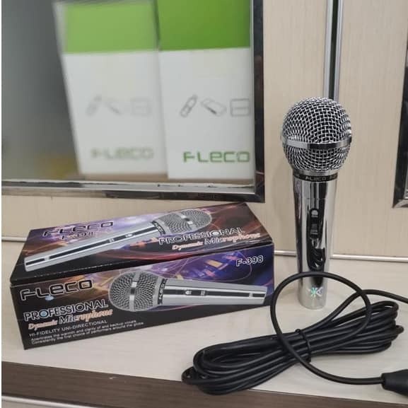 COD MICROPHONE KABEL FLECO F-398 BODY ALUMIMUM MIC KARAOKE