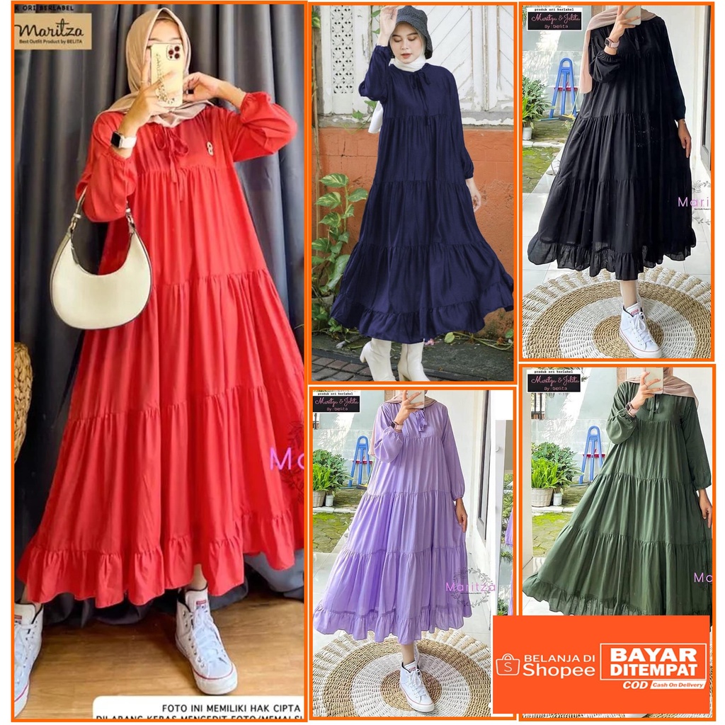 Sojin Midi Polos Midi Dress Rayon Premium Polos Terbaru Kekinian Lengan Panjang Murah