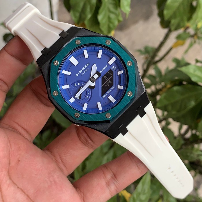 Jam G-shock GA 2100 MOD HC-2ADR List Green Rubber White Original