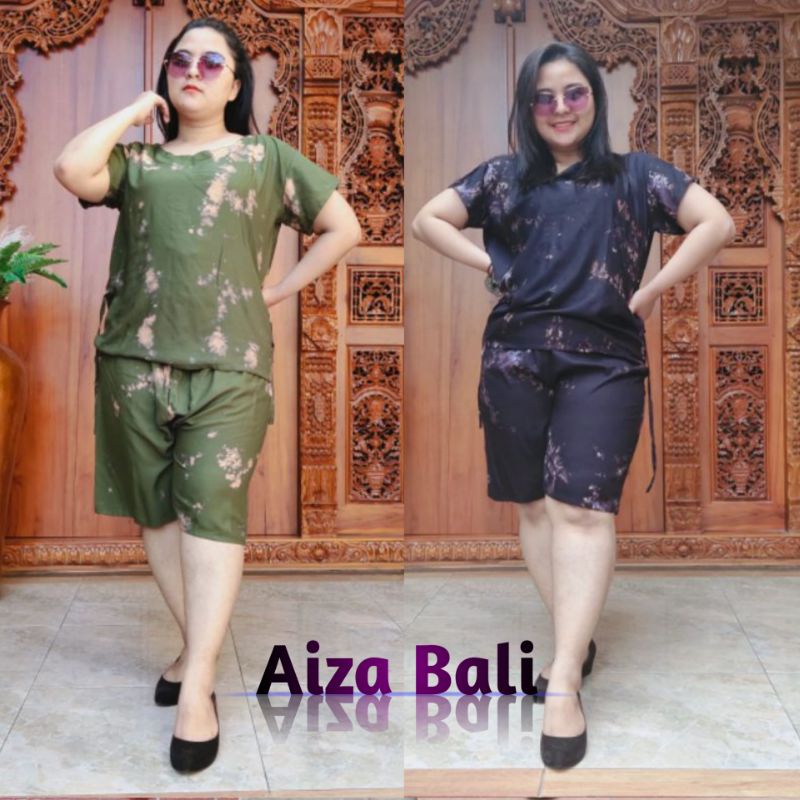 Baju Piyama Babydoll Tie Dye Pendek Motif Polos Jumbo XXL  Lengan Pendek Rayon Super Premium Pakaian