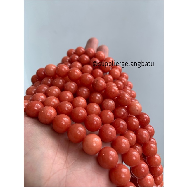 bahan batu Manigajah 12mm oren natural polish corak retak orange akik