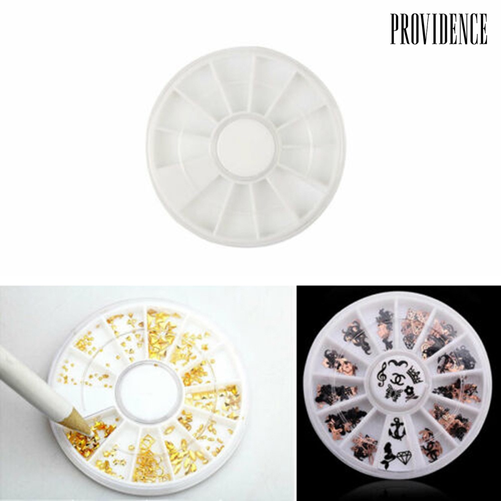 Providence 12 Grids Round Empty Nail Art Decor Container Mini Storage Box Manicure Case