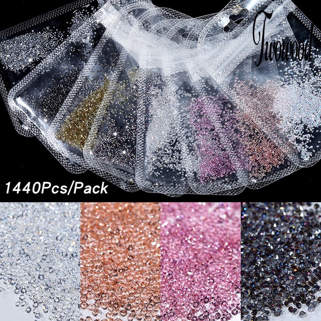 Twowood 1440Pcs / Set Manik-Manik Kristal Berlian Imitasi Bentuk Asimetris 3D Untuk Nail Art Charms