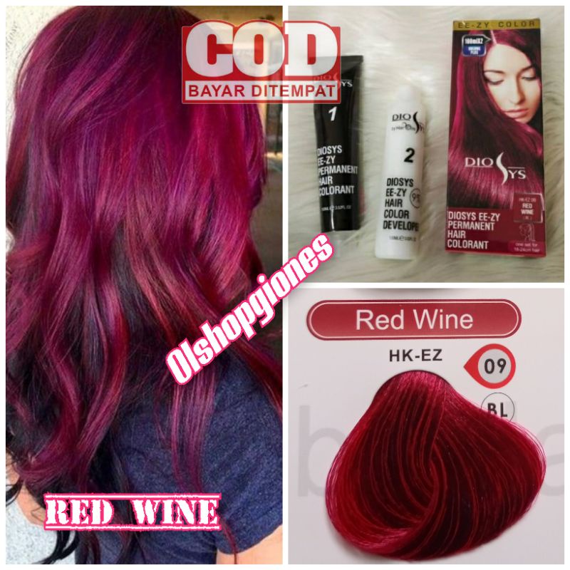 Diosys Hair Color Red Wine cat rambut + oxydant developer 100ml