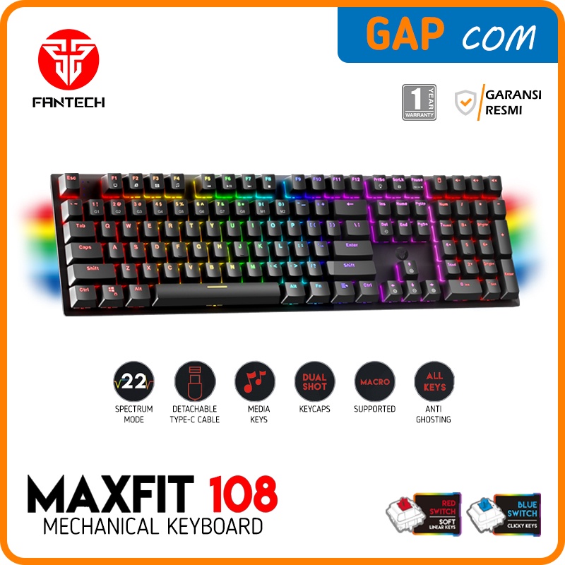 Jual KEYBOARD GAMING MECHANICAL FANTECH MAXFIT108 MK855 RGB FULL SIZE