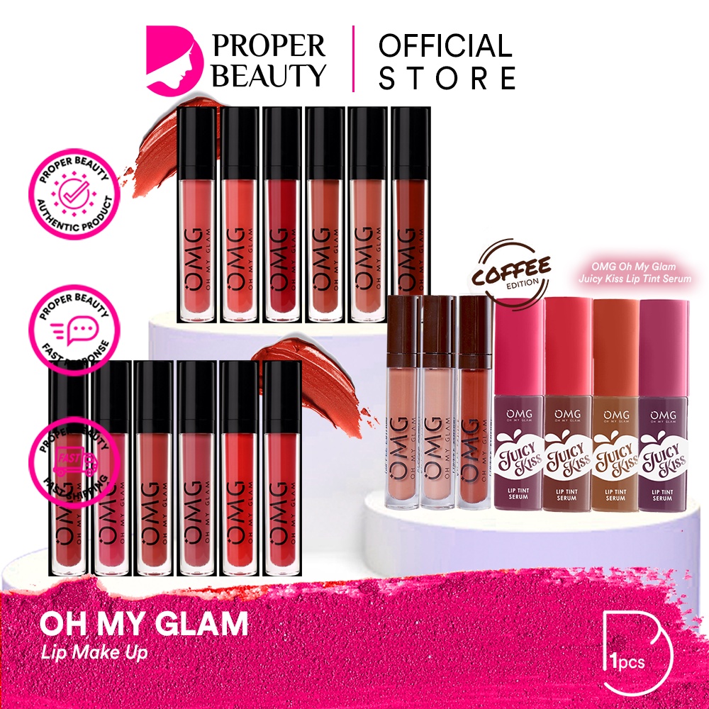 OMG Oh My Glam Lip Make Up Indonesia / Lipstick Matte Kiss Cream Tint Gloss Liner Plumper Kosmetik Bibir / Coffee Edition / Cosmetic Foundation Loose Compact Powder Blush On Eyeliner Mascara / Skincare Glow Face Wash Toner Serum Mask Body / Paket Wajah