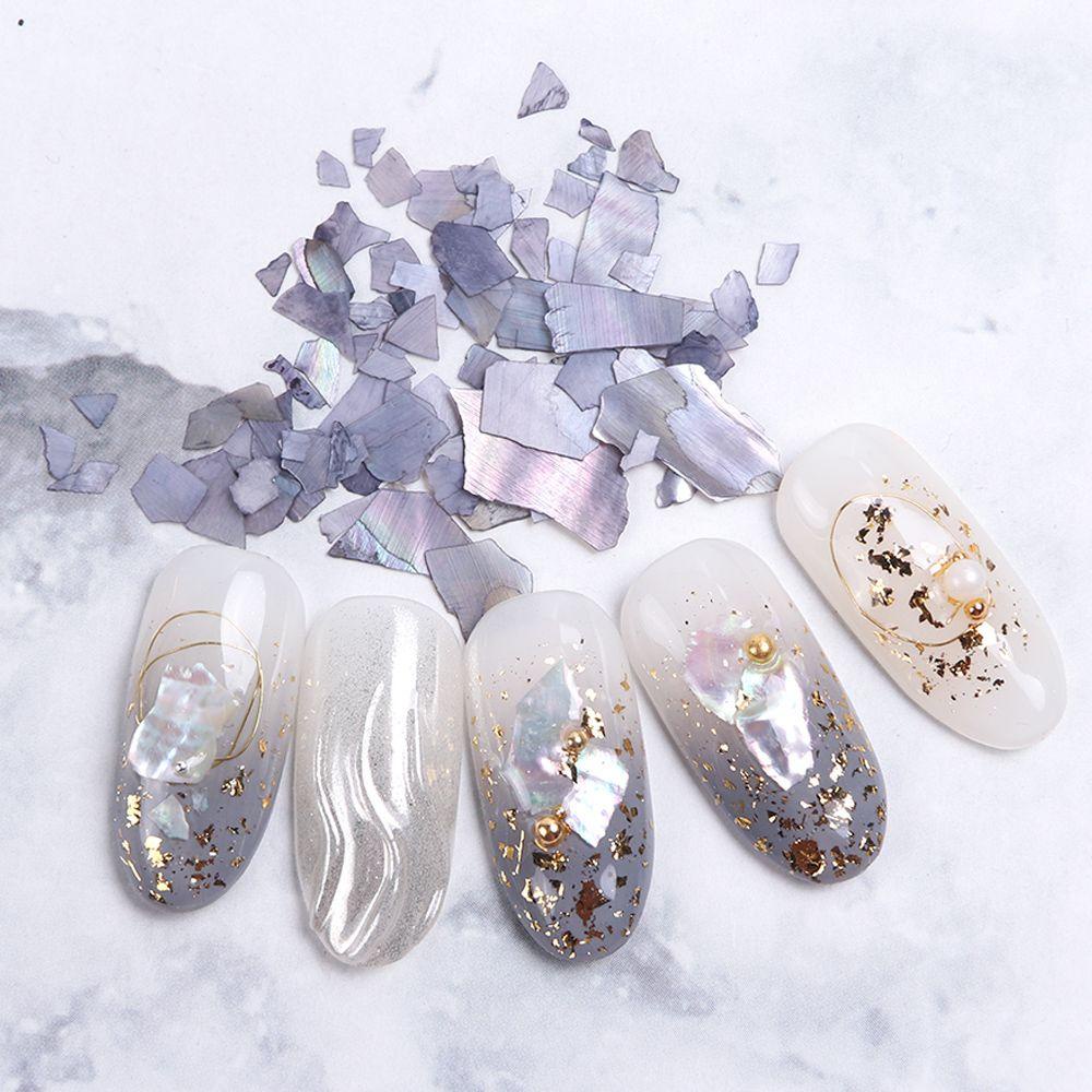 R-flower 1case Shell Nail Flakes Glitter Sea Shell Nail Sequin 3D Stiker Hologram Tidak Teratur Paillette