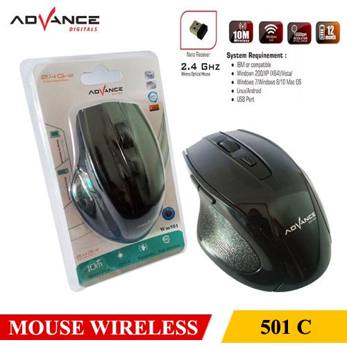 ADVANCE Mouse Wireless Murah on/off 501 C D 501C 501D Optical Mouse