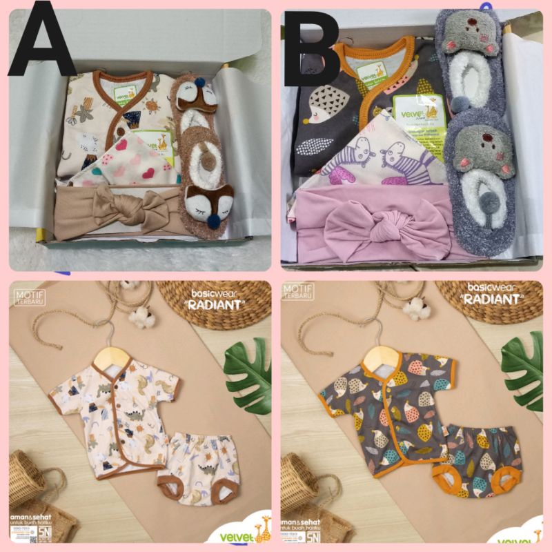 Hampers Kado Bayi Baru Lahir Newborn 0-3 bulan Velvet junior Libby  Baju  Bayi Cewek Cowok-Radiant Girl