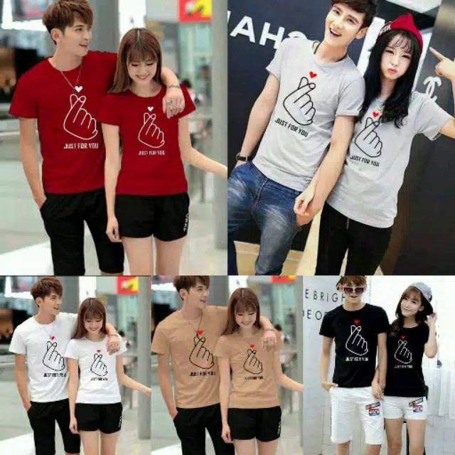 KAOS COUPLE DISTRO KAOS PASANGAN PRINT T-SHIRT / Couple Just For You / Couple Pasangan
