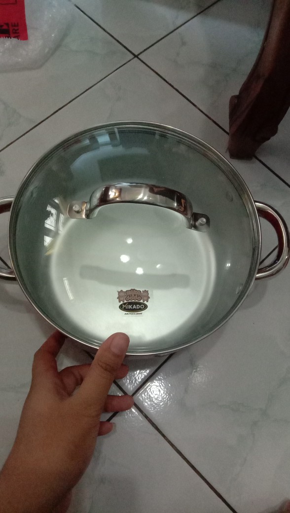 Maspion Panci Elegante Dutch Oven Tutup Kaca 20 Cm Merah - Panci Aluminium