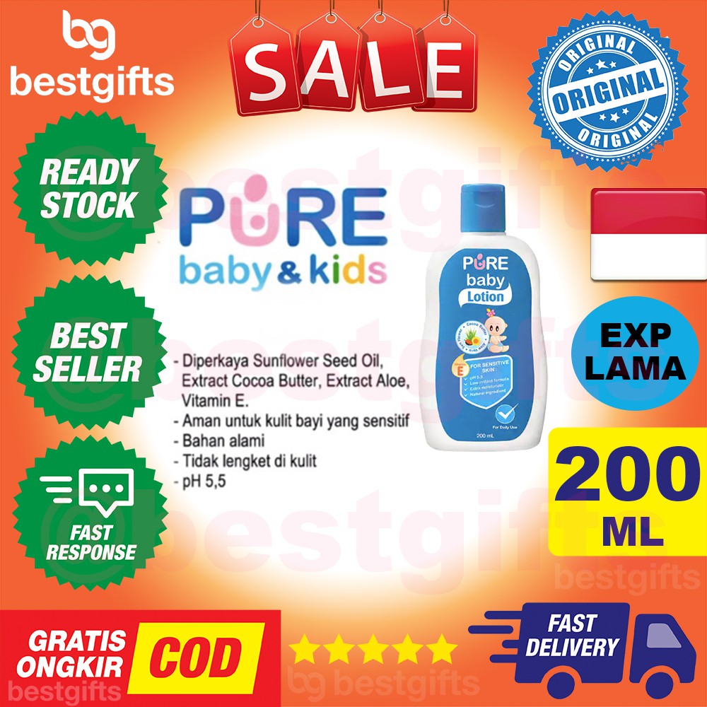 PURE BABY KIDS PUREBABY PUREKIDS BODY LOTION 200 ML PELEMBAB KULIT CREAM KRIM BADAN BAYI ANAK 200ML