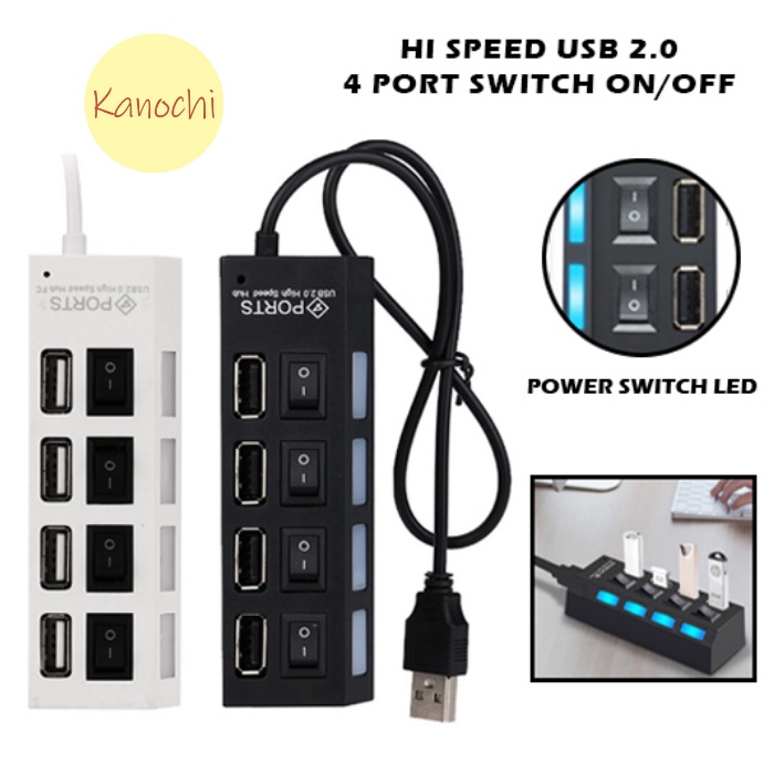 USB Hub 4 Port Output On Off Saklar 4IN1 USB 2.0 High Speed Hub 4 IN 1