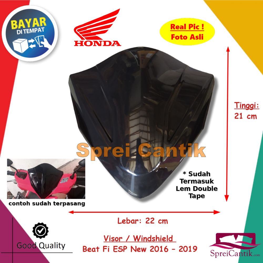 Visor Beat Fi ESP New Tahun 2015 2016 2017 2018 2019 / Beat Pop - Windshield Winsil Variasi Motor Be