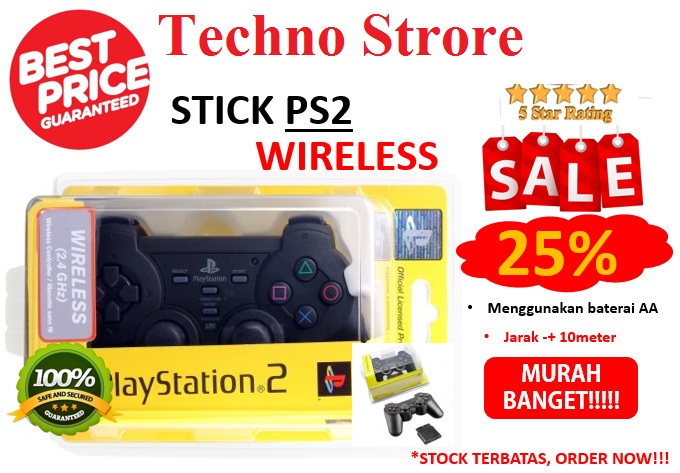 Stik / Stick PS2 Wireless (TANPA Kabel) Ori Pabrik (KW) PALING MURAH Termurah