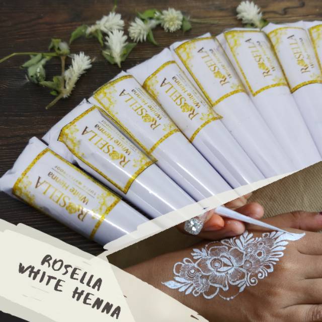 ROSELLA WHITE HENNA , BEST SELLER BEST QUALITY 15gr SUPER WATERPROOF &amp; ANTI MACET