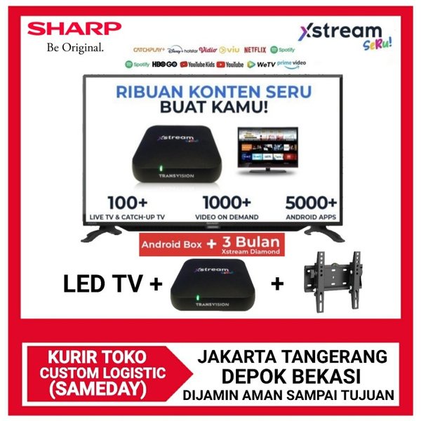 TV SHARP Led Digital TV Smart Android Box Ram 2GB Tv 42 inch 2T-C42BD1i ORGINAL