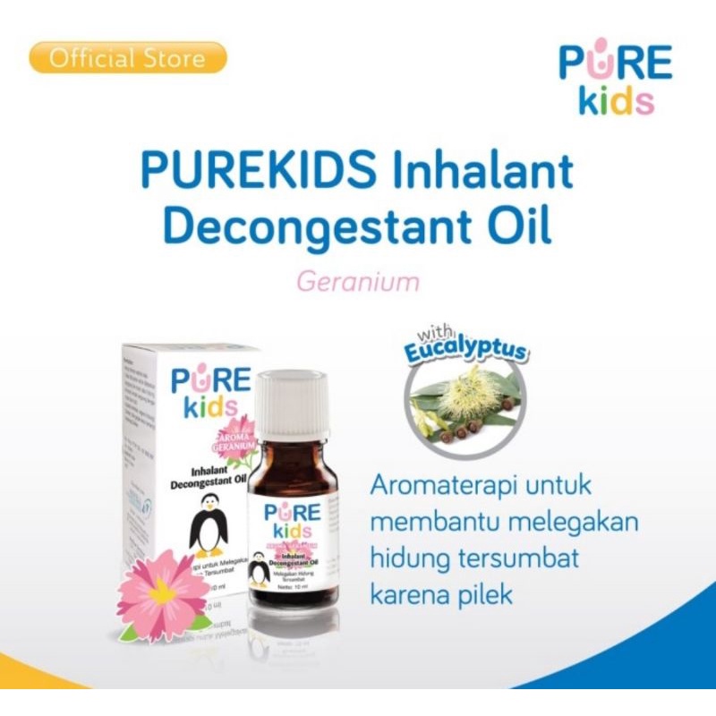 PureKids Inhalant Decongestant Oil 10 ml Melegakan Hidung Tersumbat