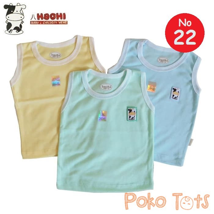 Hachi Kaos Singlet Ukuran 22 Tangan Buntung Bayi dan Anak Warna Polos