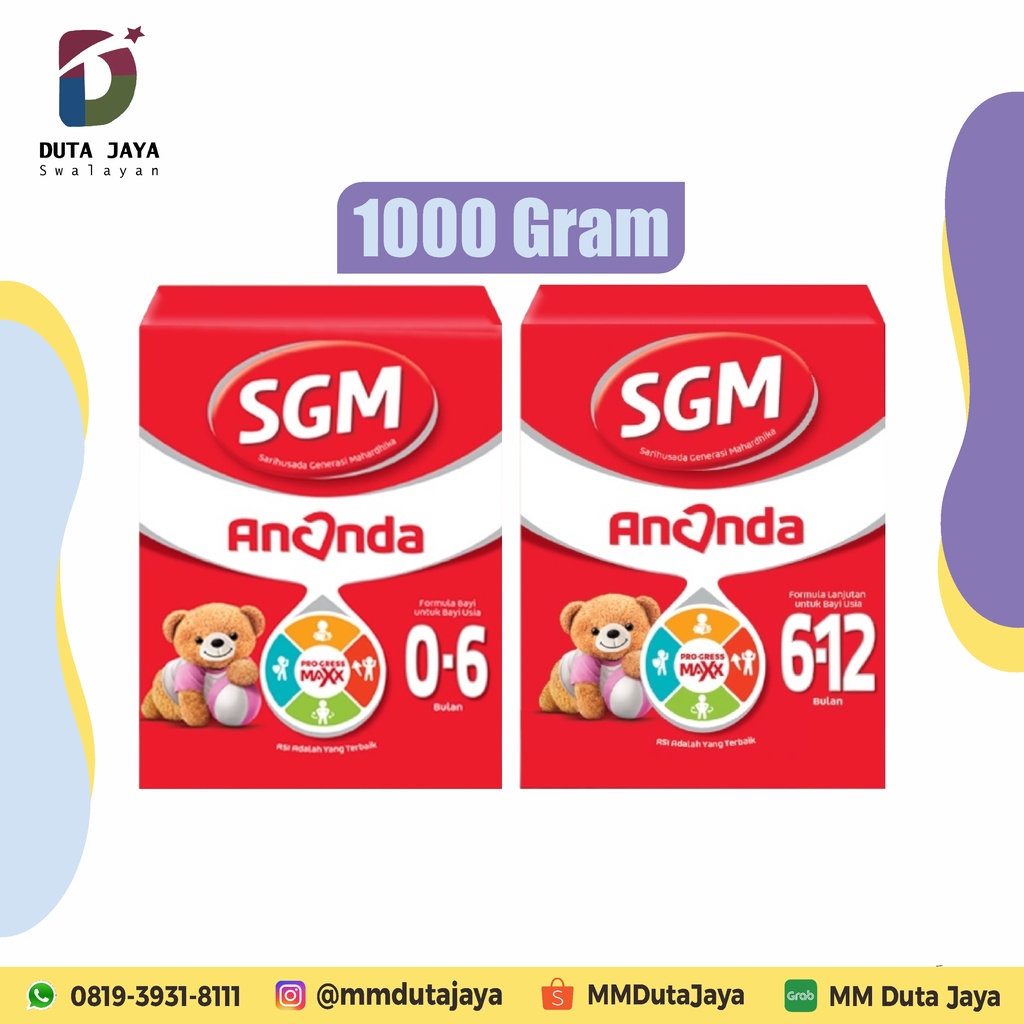 SGM Ananda (0-6 Bulan) (6-12 Bulan) Susu Formula Anak Bubuk 1000 Gram