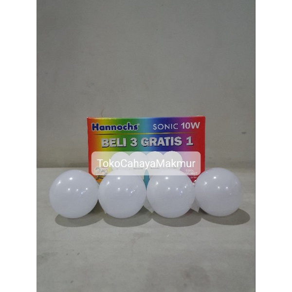 PROMO Lampu Bohlam LED Sonic 10w 10watt Hannochs ISI 4Pcs Cahaya Putih