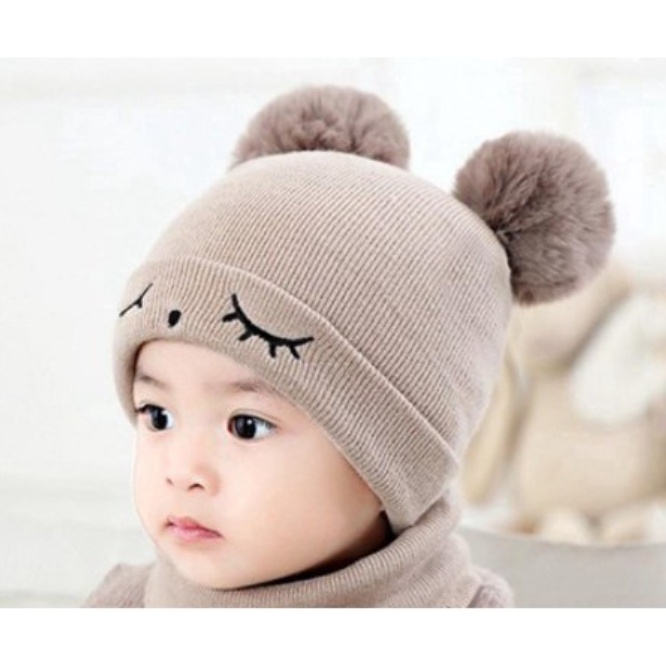 kiddiwear TOPI ANAK TOPI RAJUT POMPOM BORDIR MATA BEST QUALITY TOPI BAYI KUPLUK TP24