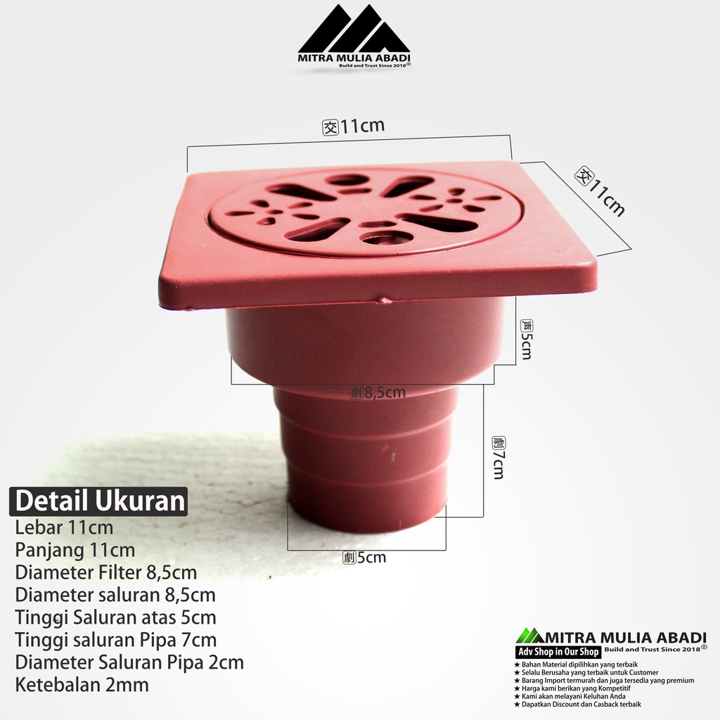 Saringan Got Tebal Plastik PVC Kamar Mandi Toilet got floor drain pvc