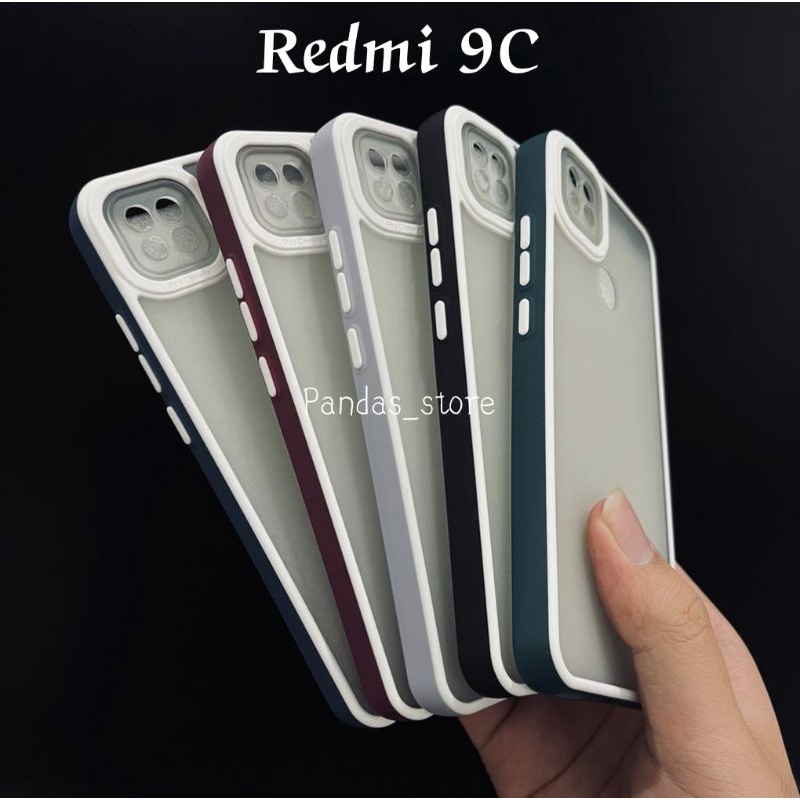 Pro Hybird Redmi 9c / 10A Softcase Halus dan Elegan / Pinggiran Garis Putih Keren (Pandas)