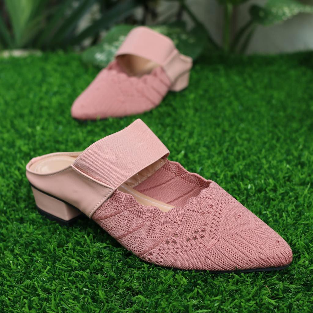 KAYZINEVA | SP15 Sandal Slop Flat Wanita Rajut Premium Hak 3cm