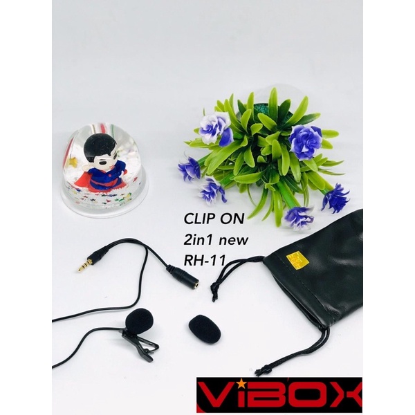 Mic Clip on 2in1 vibox original  RH11 plus splitter komplit Dapat sarung premium ada lobang aux buat handsfree