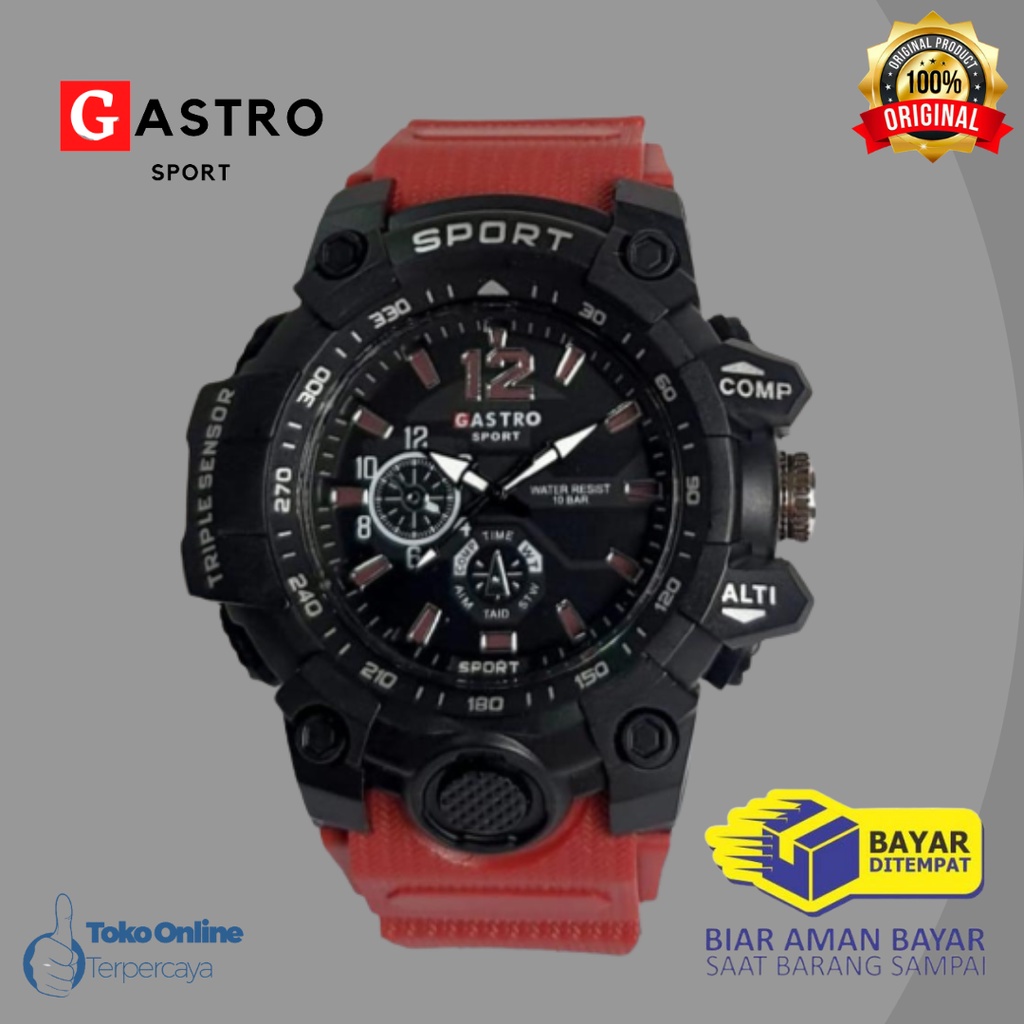 [ COD ]  Jam Tangan Pria Sporty Gastro Rubber Original Tahan Air Fashion Business Auto Date Analog