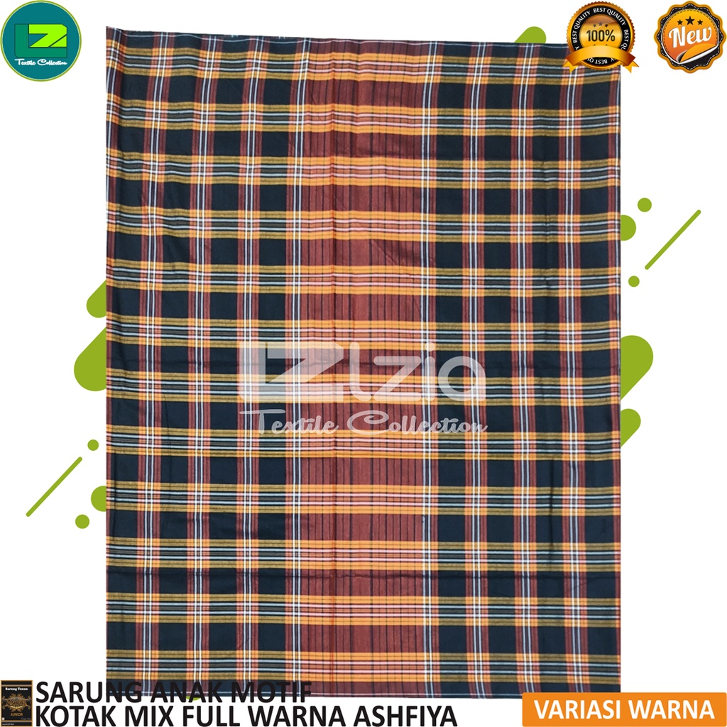 SARUNG TENUN ANAK JUNIOR MOTIF KOTAK FULL MIX WARNA ASHFIYA